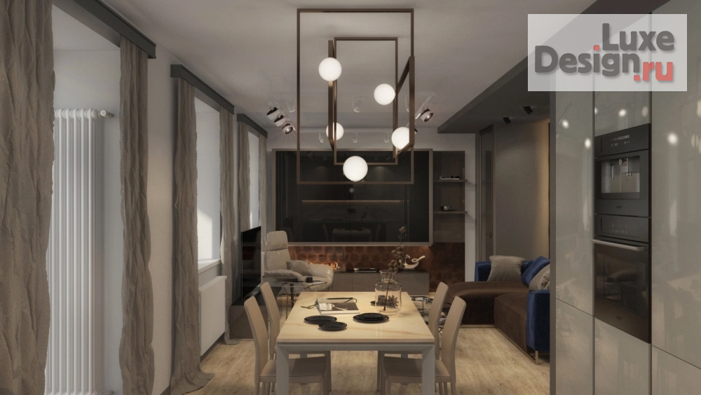 Дизайн интерьера трехкомнатной квартиры "Дизайн проект квартиры 100 м.кв. в г.Пермь" (фото 6)