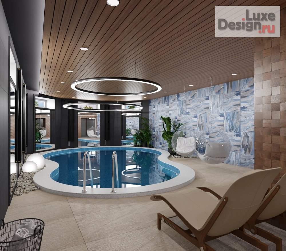Дизайн интерьера коттеджа "Бассейн в цоколе" (фото 1)