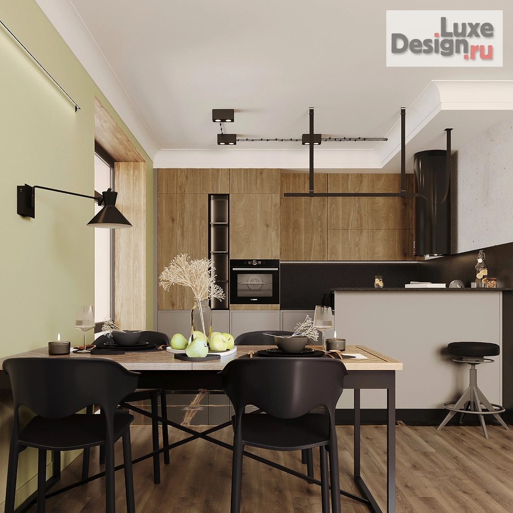 Дизайн интерьера столовой "Кухня-гостиная с элементами лофт" (фото 7)