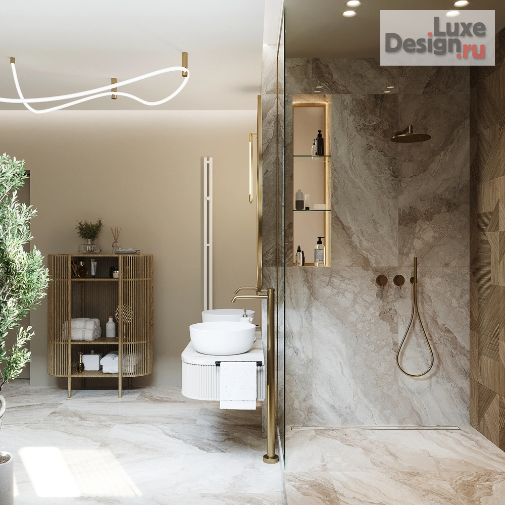 Дизайн интерьера ванной "Шикарная ванная для проекта коттеджа в Отрадном." (фото 4)