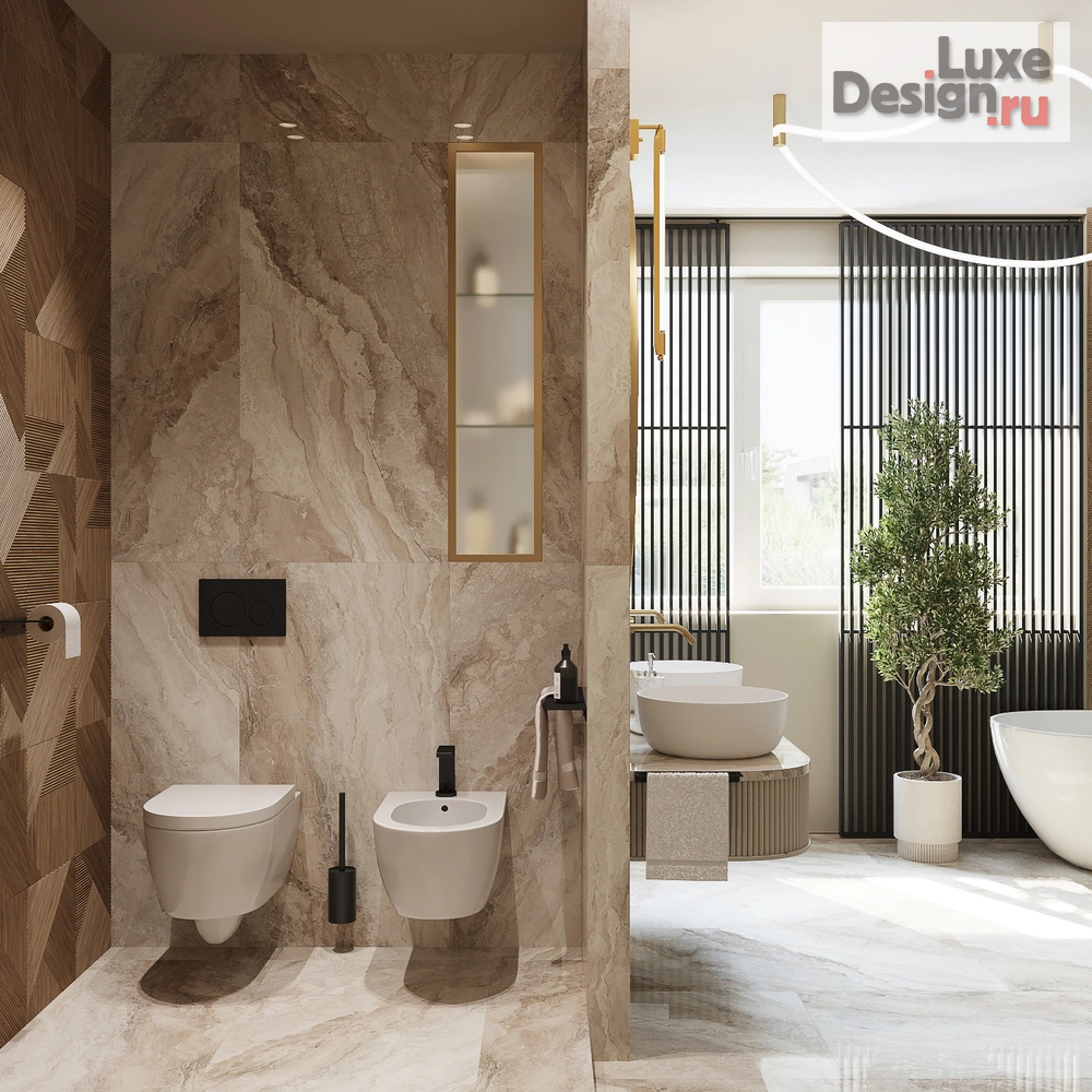 Дизайн интерьера ванной "Шикарная ванная для проекта коттеджа в Отрадном." (фото 5)