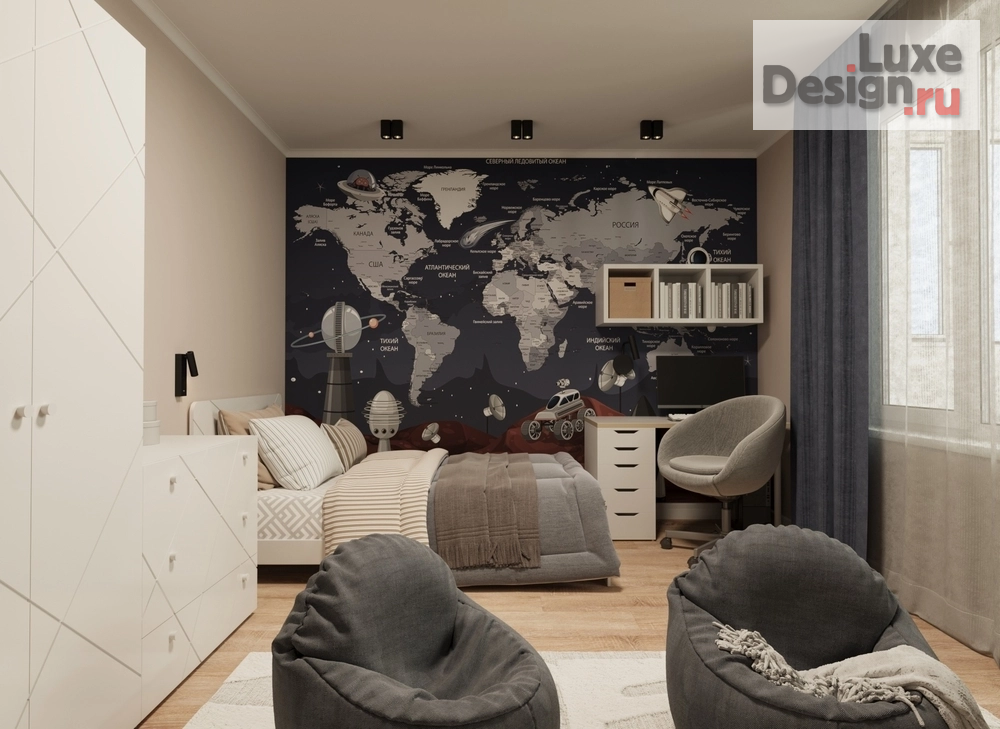 Дизайн интерьера трехкомнатной квартиры "Дизайн интерьера трёхкомнатной квартиры для семейной пары с ребенком в Перми в жилом комплексе «Цветы Прикамья»" (фото 9)