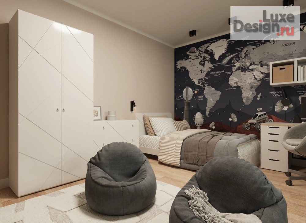 Дизайн интерьера трехкомнатной квартиры "Дизайн интерьера трёхкомнатной квартиры для семейной пары с ребенком в Перми в жилом комплексе «Цветы Прикамья»" (фото 12)