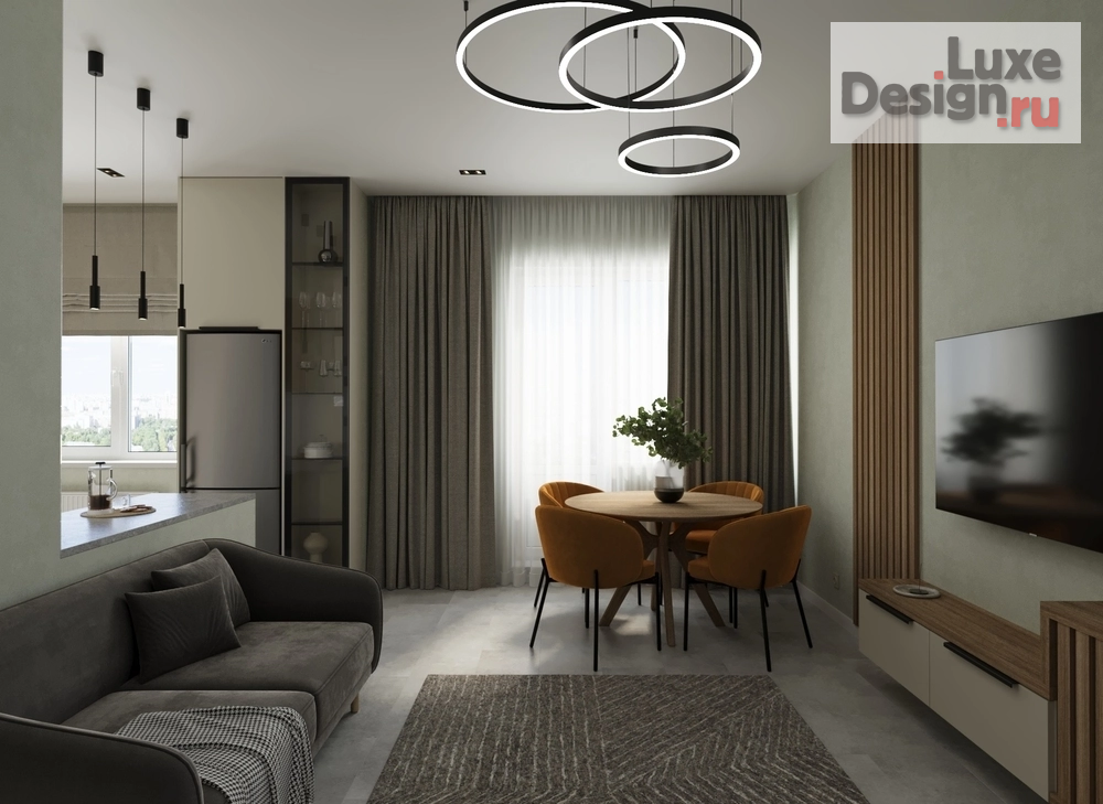 Дизайн интерьера трехкомнатной квартиры "Дизайн интерьера части трехкомнатной квартиры для семьи с ребенком, расположенной в ЖК «Кристалл» в Перми" (фото 1)