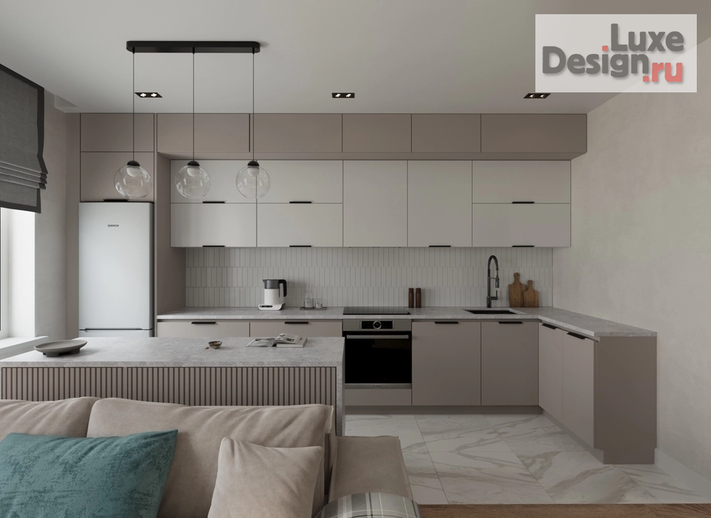 Дизайн интерьера трехкомнатной квартиры "Дизайн интерьера трёхкомнатной квартиры для семейной пары с ребенком в Перми в жилом комплексе «Цветы Прикамья»" (фото 1)