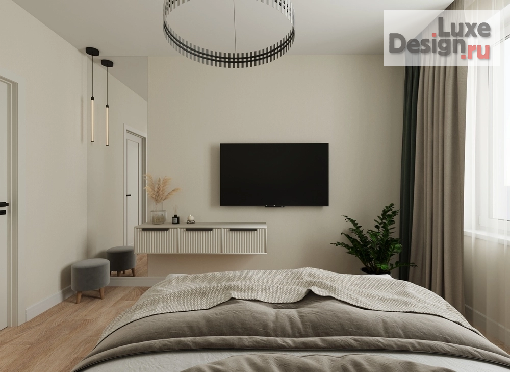 Дизайн интерьера трехкомнатной квартиры "Дизайн интерьера трёхкомнатной квартиры для семейной пары с ребенком в Перми в жилом комплексе «Цветы Прикамья»" (фото 7)