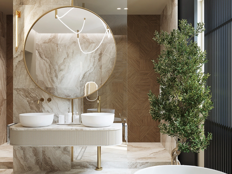 Дизайн интерьера в Перми "Шикарная ванная для проекта коттеджа в Отрадном."