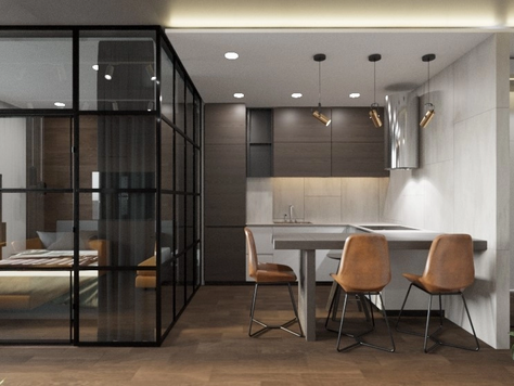 Дизайн интерьера однокомнатной квартиры в Перми "ЖК Гуливер"